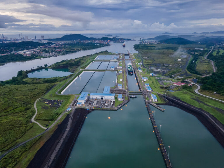   Aerial view of the new Panama Canal  